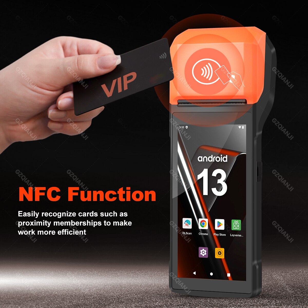 New 4G Wireless Wifi Handheld PDA Printers Android 8.1 13 POS Terminal Touch Screen Built-in 2D Barcode Scanner NFC Card Reader