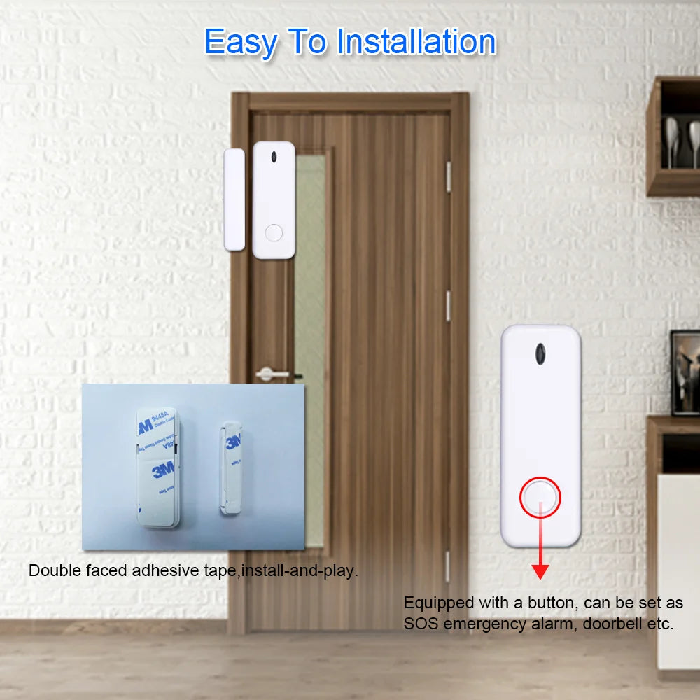 TAIBOAN 433MHz Door Magnet Sensor Wireless Home Window Detector for Alarm System App Notification Alerts Family Safety