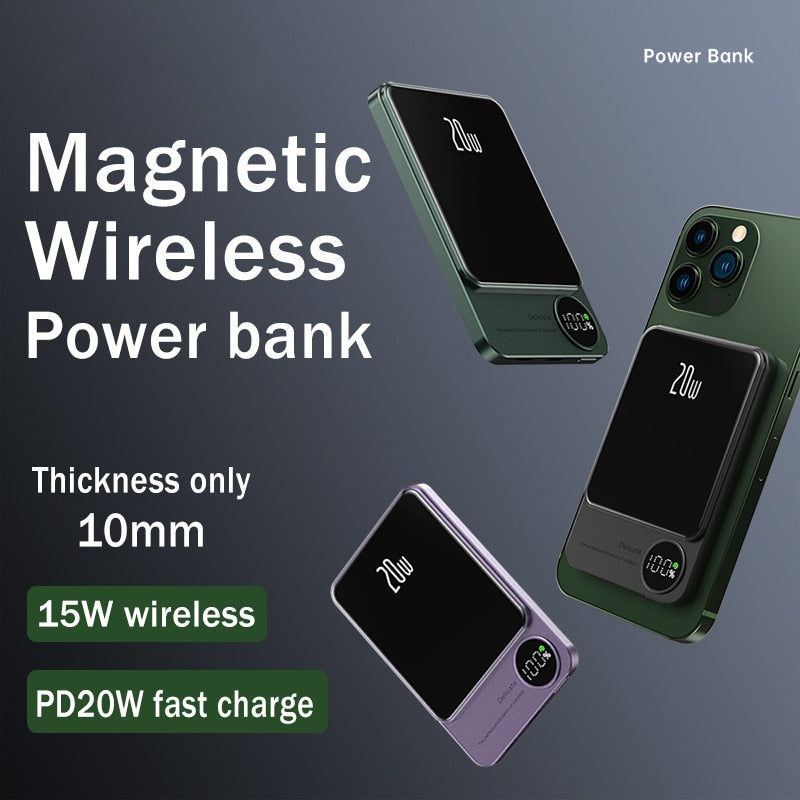 Wireless Magnetic Power Bank 10000mAh TYPE C PD20W Fast Charge Powerbank Phone Charger for iPhone Xiaomi Samsung Magsafe Series