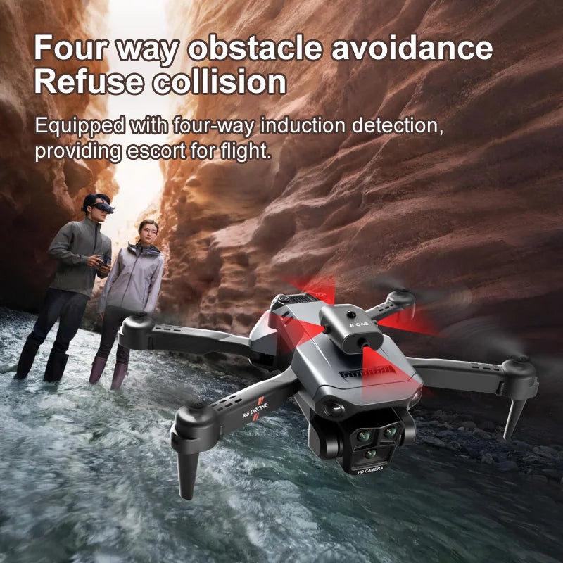 Lenovo New K6 Max RC Drone Three Camera 8K Professional Load Four Way Obstacle Avoidance Optical Flow Positioning Dron Toys Gift