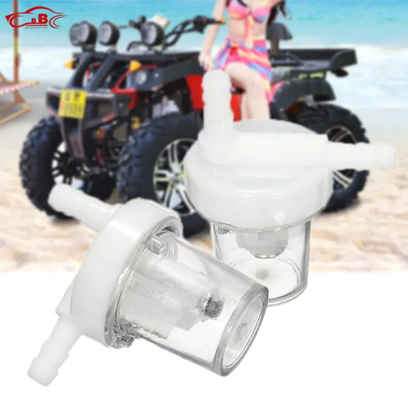 2Pcs Motorcycle Petrol Fuel Filter White Clear 1/4" 6MM Universal For Air Intake Fuel Delivery Detachable Accessories 496875