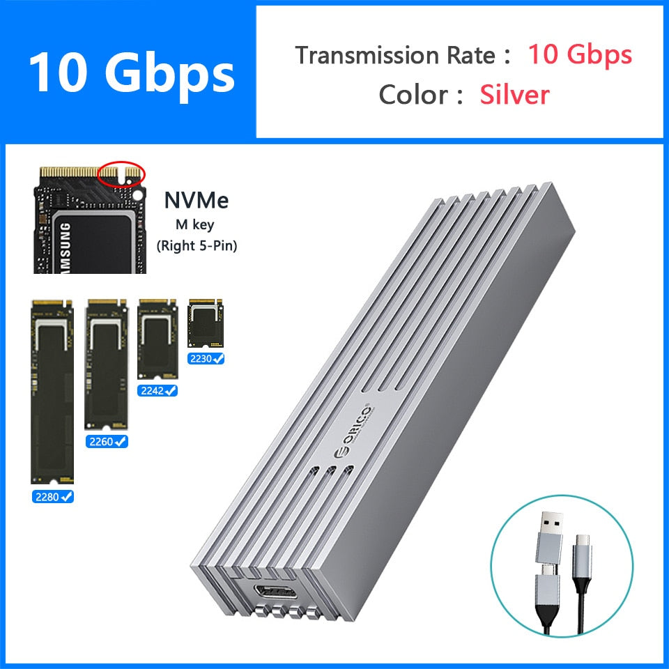 ORICO High Speed SSD Case 40Gbps M.2 NVMe Enclosure External HD Cover Thunderbolt 3/4 USB4 USB Type C 3.0 Drive Disk Storage Box