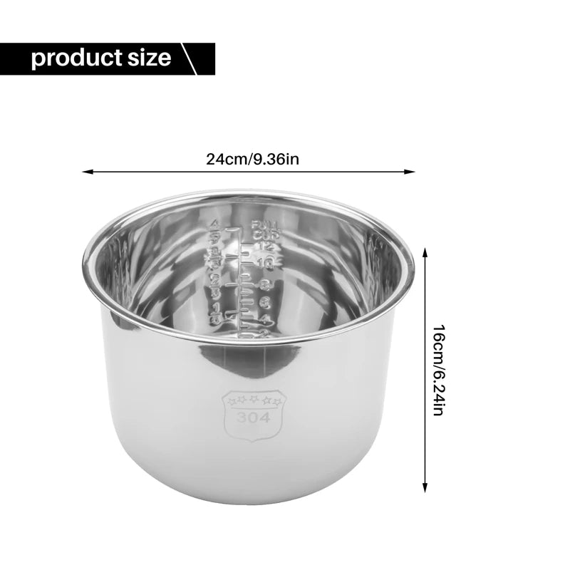 6L Pressure Cooker Inner Pot Rice Pressure Cooker Liner Stainless Steel Inner Pot Minute Pressure Cooker Liner