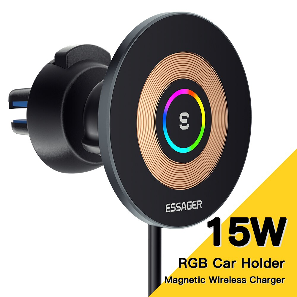 Essager 15W QI Car Wireless Charger Phone Holder Mount For iPhone 14 13 12 Pro Max Wireless Fast Charging Phone Holder Charger