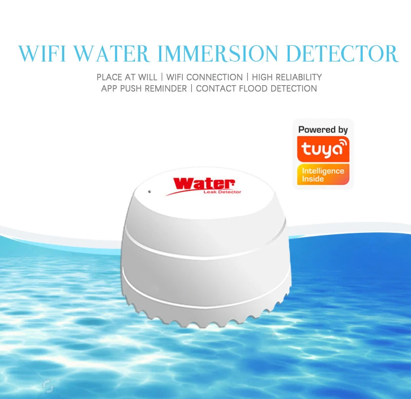 WiFi TUYA Water Leak Water Detector Leakage Sensor Smart Home Alarm Tuyasmart Smart Life APP Flood Alert Overflow Security