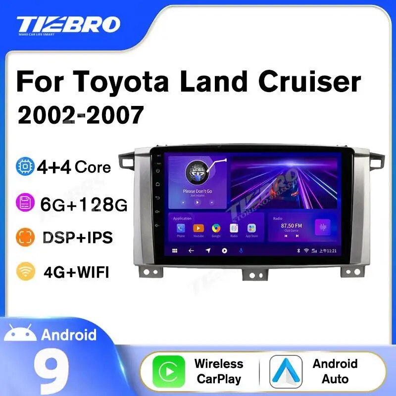 TIEBRO Car Radio For Toyota Land Cruiser LC 100 MT 2002-2007 Car Stereo Multimedia Video Player Android GPS Navigation Autoradio