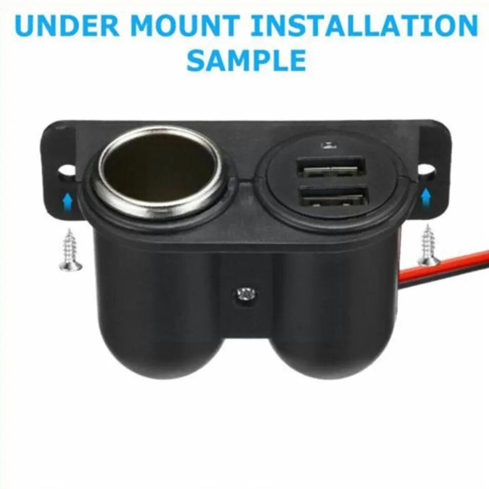 USB Ports Socket DC 5V 3.1A Dual USB Built-In Car Camper Multi Port Lighter Car Socket Charger Cigarette Adapter Plug Q9K2