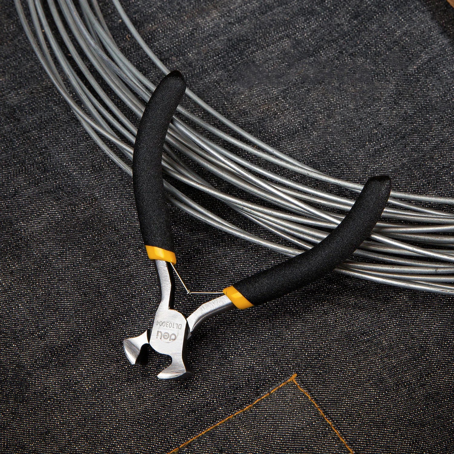 Deli 1Pcs Portable Durable Carbon Steel Forging Jewellery Pliers Light Weight Mini Pliers Hand Tools Round Flat Long Nose Pliers