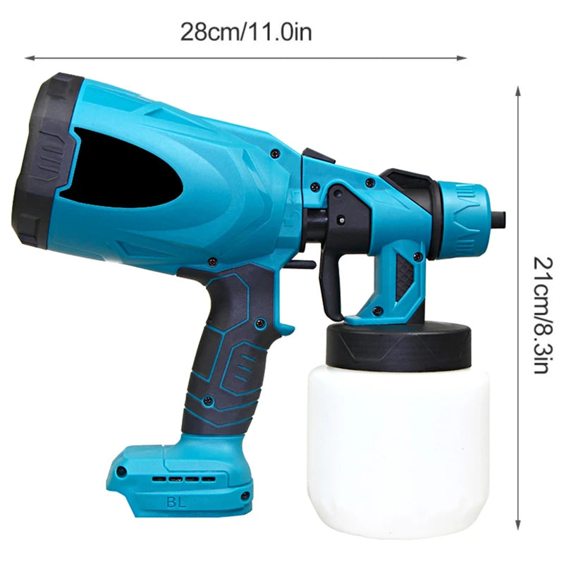 800ML Electric Spray Gun Cordless Paint Sprayer Auto Furniture Steel Coating Airbrush Compatible For Makita 18V Battery