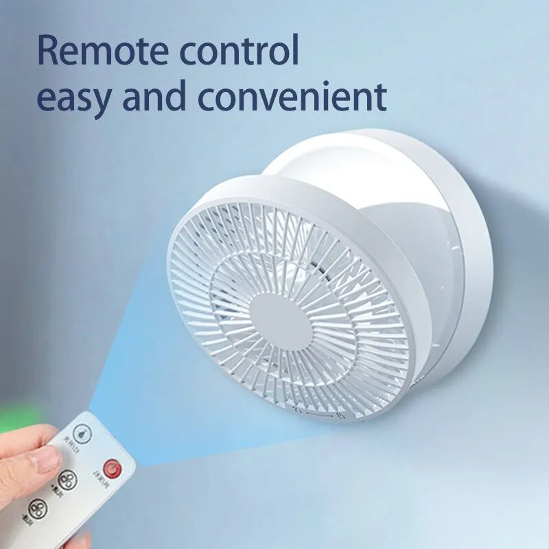 Fan With Remote Control 2023 Portable Wall-Hanging Rechargeable Usb Electric Folding Fan Nightlight Air Cooler Household