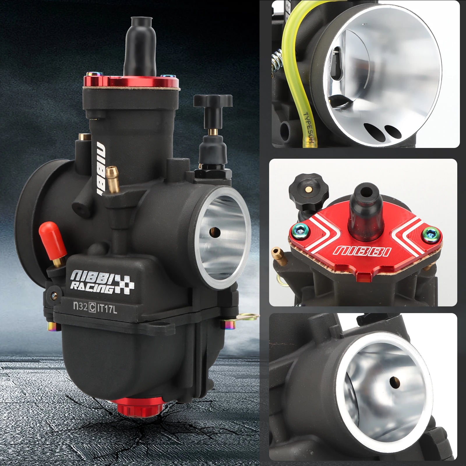 NIBBI 2T 4T Carburetor PWK24/26/28/30/32/34/36/38/40mm Motorcycle Carb with Carb Jets for YAMAHA KAWASAKI SUZUKI Dirt Bike