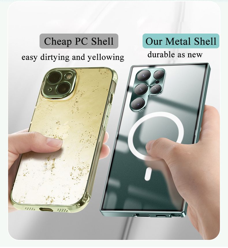 S23 Magnetic Phone Case Shockproof Thin Cover Streamer Frosted Magic Shield Phone Metal Shell for Samsung S23 S22 S21 Plus Ultra