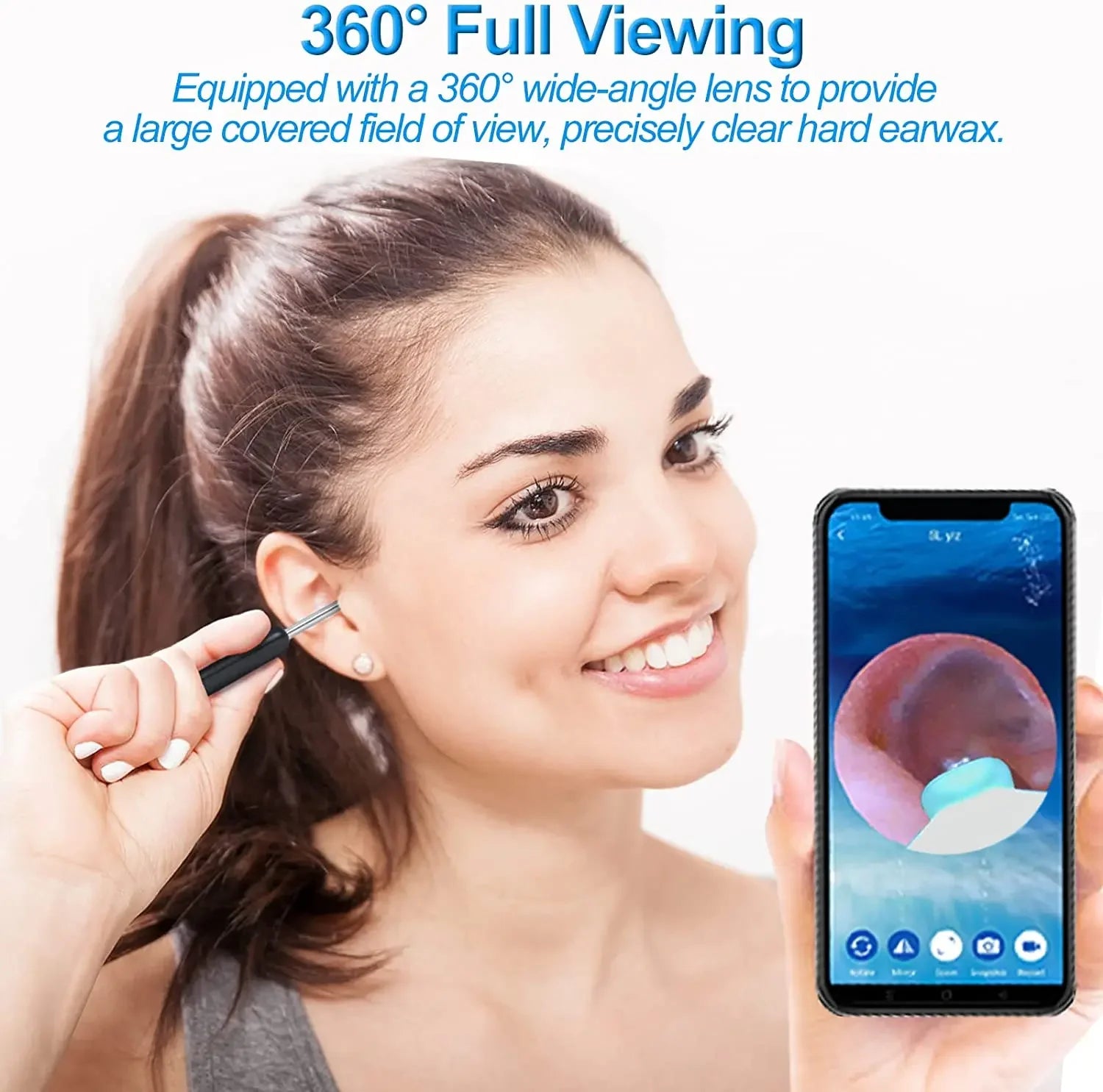 Wireless Wi-fi Visual Ear Cleaner Otoscope Ear Wax Ear with Ear 1296P HD Cleaning Kit Removal Sticks Endoscope Camera Tool Kit