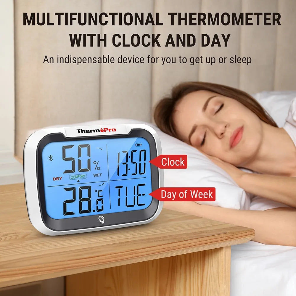 ThermoPro TP393 Backlight 80M Wireless Bluetooth Household Digital Thermometer Hygrometer APP Monitor Weather Station