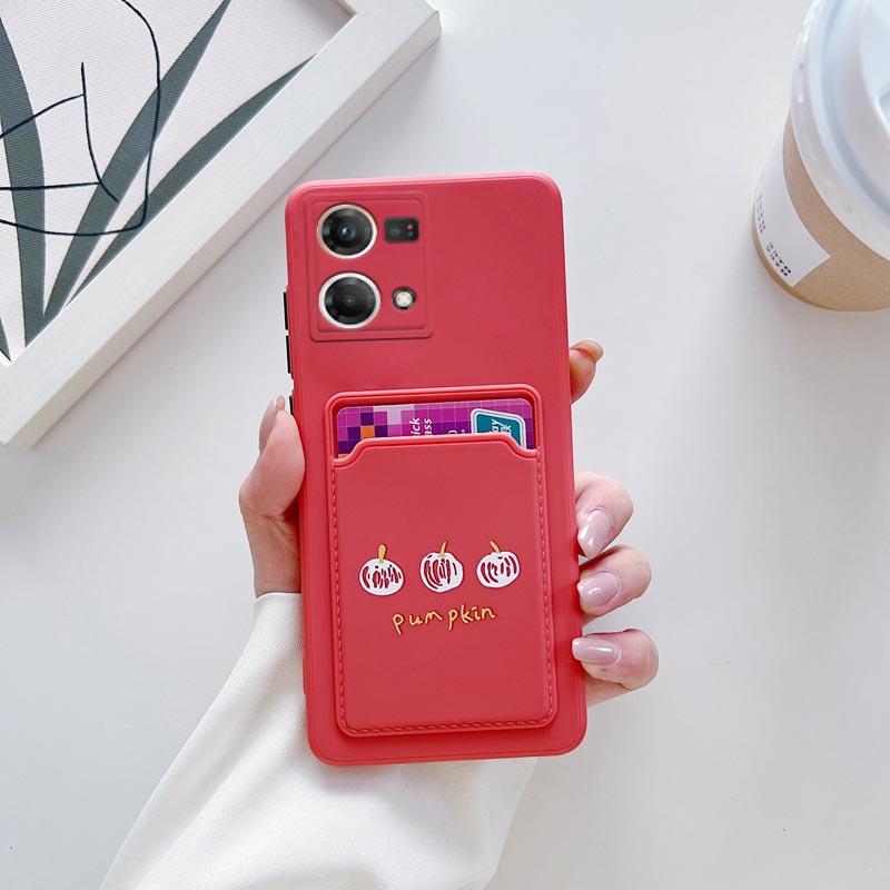 Cartoon Card Slot Holder Phone Case For Oppo Reno 7 Reno7 4G 5G Reno5 5 6 6Z 7Z 5K 8 8T Reno8T Reno8  Reno6 Reno6Z 4G 5G Cover