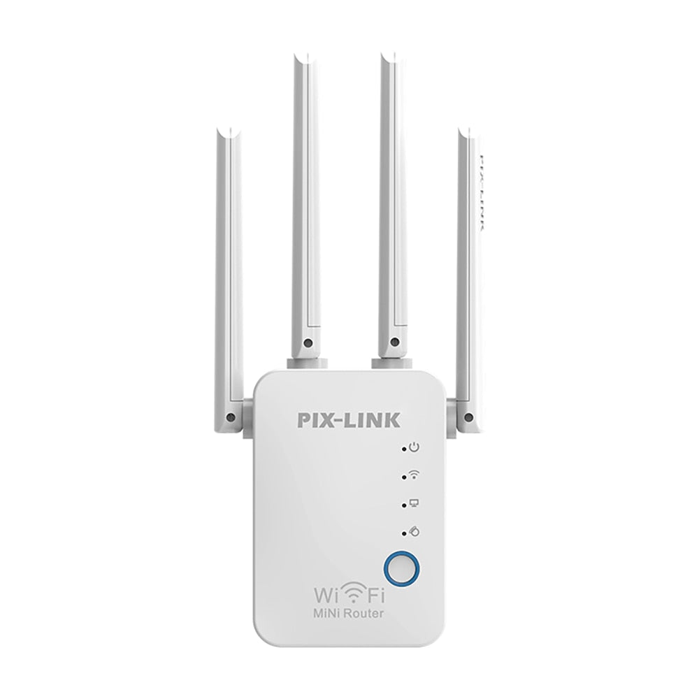 PIXLINK WiFi Repeater Wireless Router Pro 300Mbps 4 Antenna Extender Amplifier Repeator Signal Cover Range WR16Q