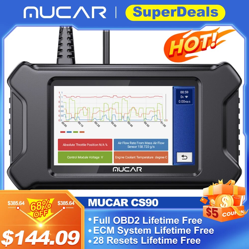 MUCAR CS90 OBD2 Scanner Car Diagnostic Tools Automotivo OBD Scanner Auto Diagnosis Tool Code Reader 28 Resets Lifetime Free