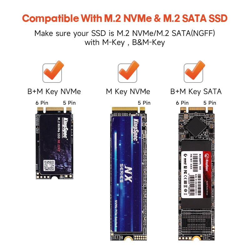 KingSpe M2 NVME NGFF SSD Case USB C HUB Type C 3.1 to SD TF USB2.0 Adapter Dock USB HUB for Desktop Laptop USB C Splitter