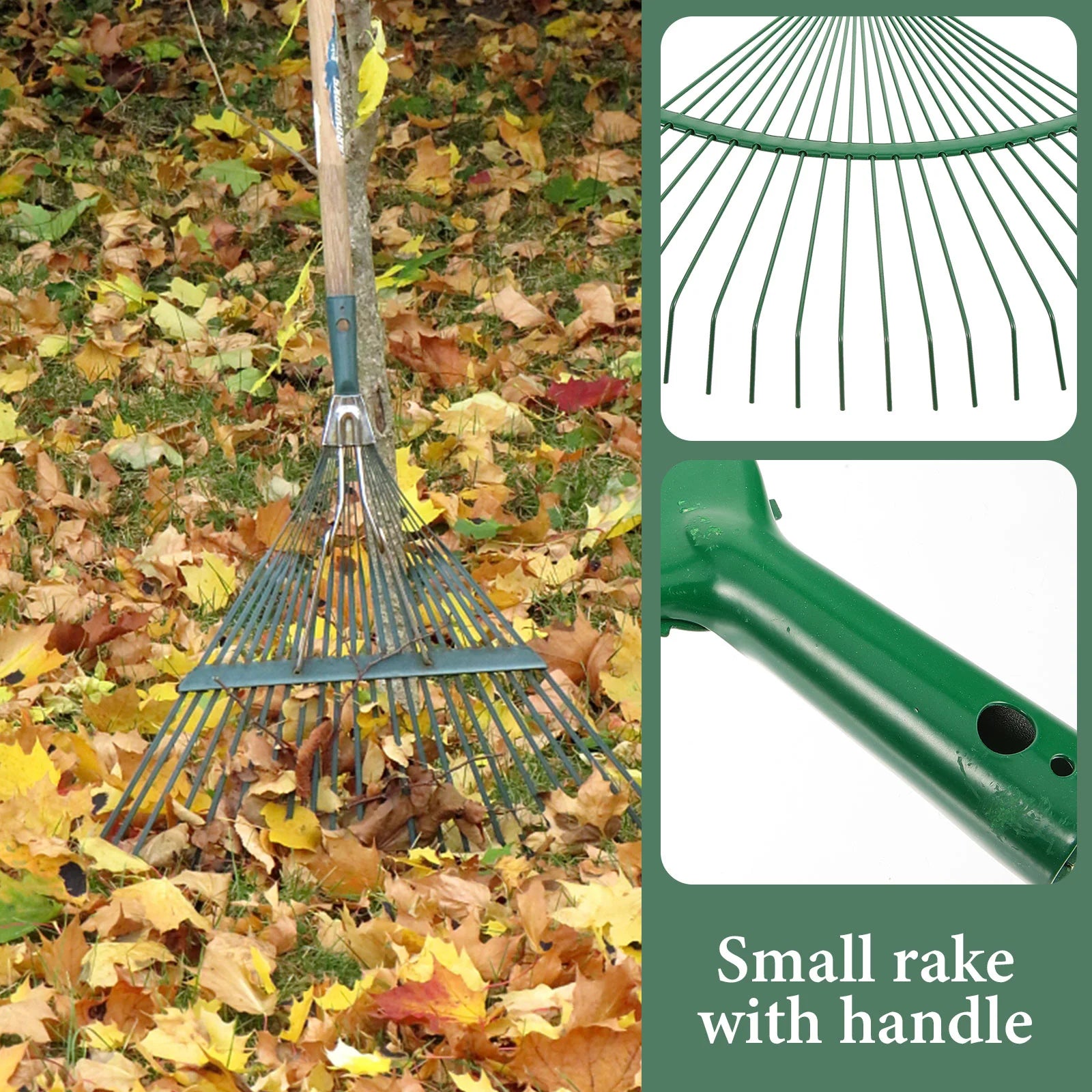 Leaf Rake Lawns Heavy Duty Garden Tools Handle Portable Steel Rakes Gardening Long