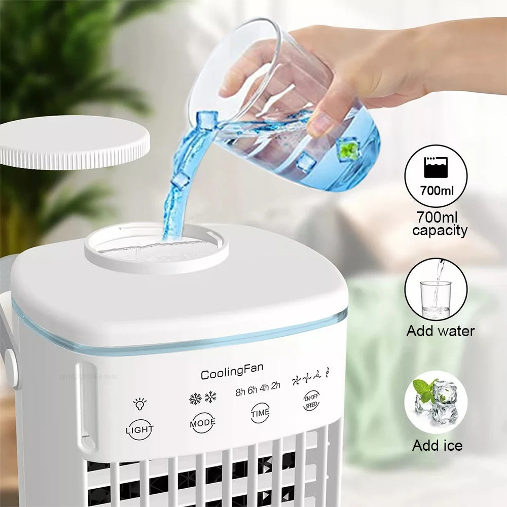 Portable Air Conditioner Cooling Fan Air Cooler Cold Fan Mini Water Fan With Water Sprayer USB Air Conditioning For Room Home