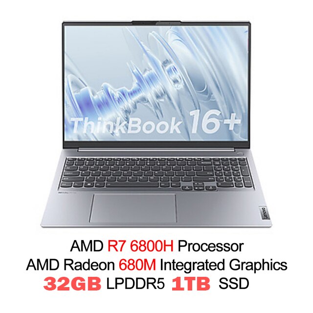 Lenovo ThinkBook 16+ 2022 Laptop Ryzen R7-6800H\R5-6600H AMD Radeon 660/680M 16/32GB RAM 512G/1T SSD 16inch 2.5K 120Hz Screen No