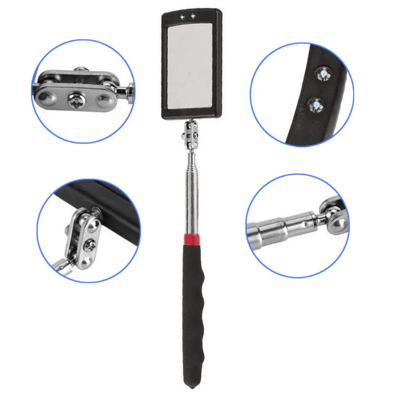 Portable Telescoping Flexible Head Inspection Mirror 360 Rotation Mechanic Inspection Mirror Telescopic Handle Repairing Tools