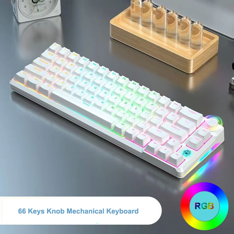RGB Mechanical Keyboard 61/68 Key Portable Green/red/tea Switch Hot Swappable Wired Computer Laptop Office Game Esports