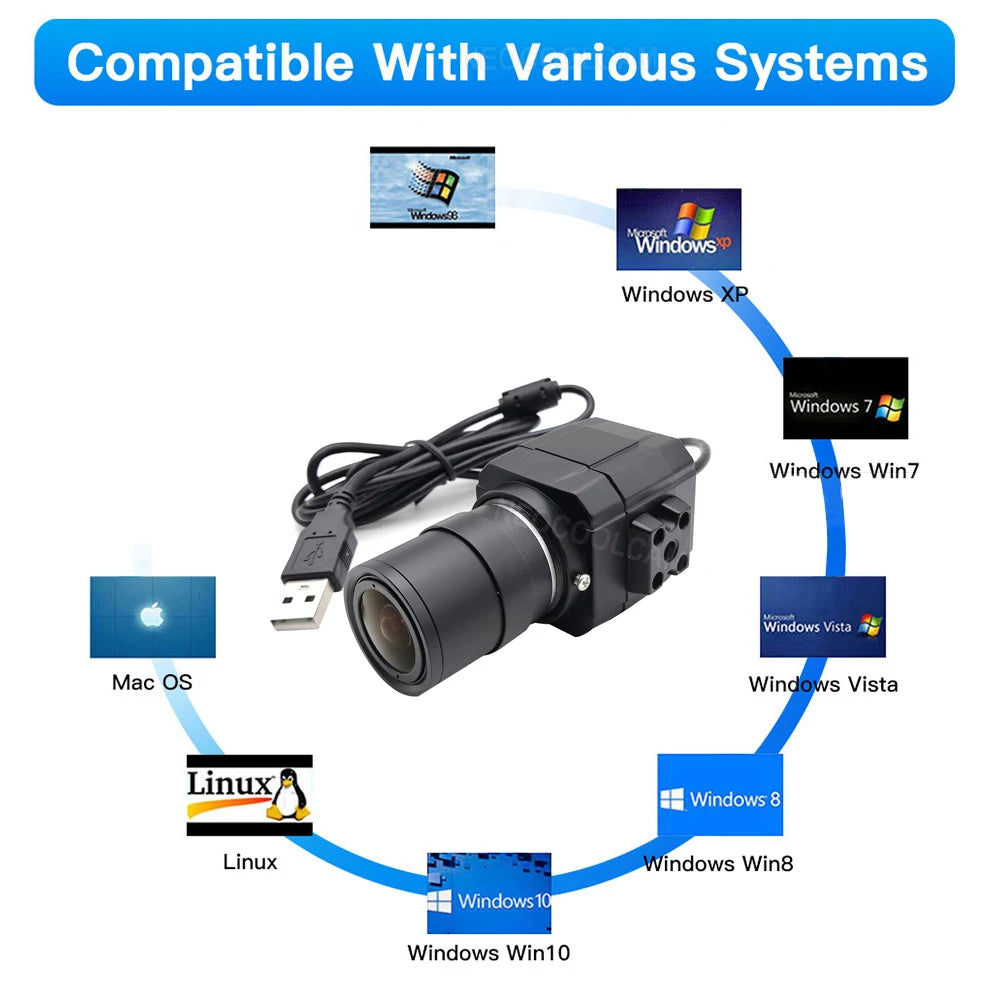 NEOCoolcam 4 Megapixels HD PC Webcam With 4mm/6mm/2.8-12mm Varifocal Zoom Lens UVC OTG Mini Video Live Streaming 2K USB Camera