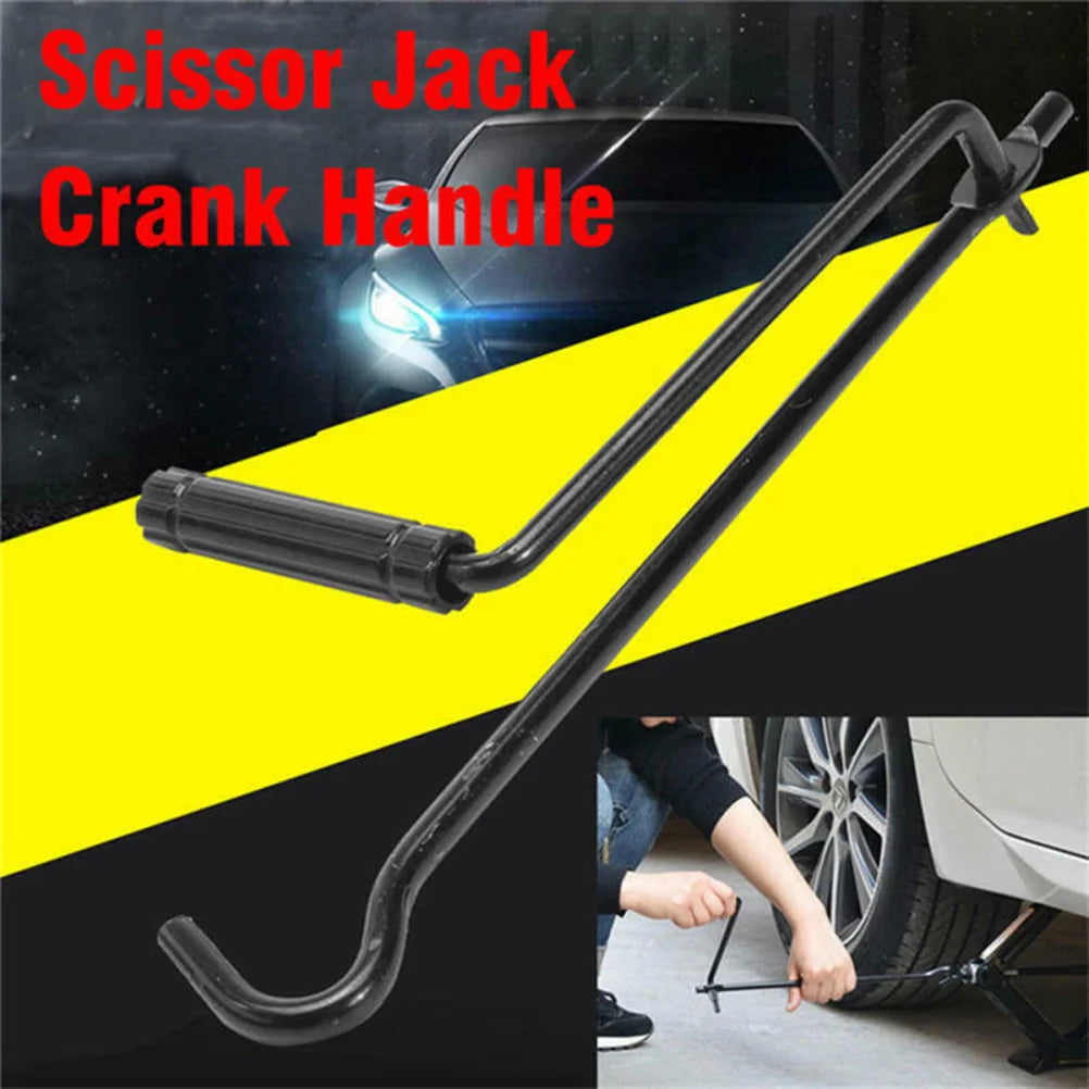 2pcs Car Foldable Hand Jack Rocker Folding Handle Scissor Jack Rocker General Jacks Car Tools (Black)