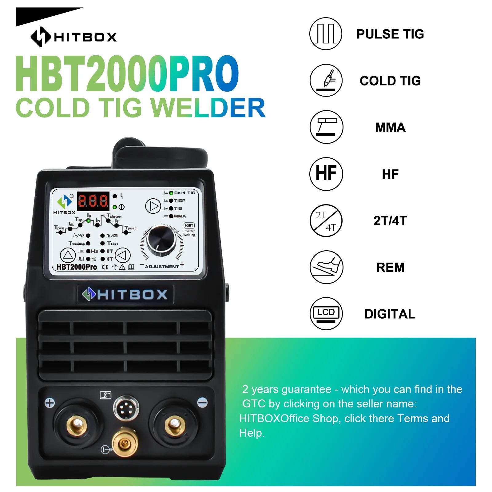 HITBOX HBT2000P Cold TIG Welding Machine HF TIG Spot 145A Pulse 1-900ms Adjustment TIG ARC Stick Welder soldadora tig