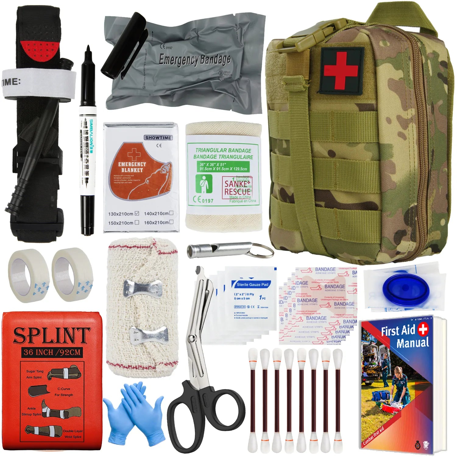 First Aid Kit Outdoor Survival Gear Molle Bag Medical Emergency IFAK Airway Military Tactical Tourniquet Bleeding Israel Bandage