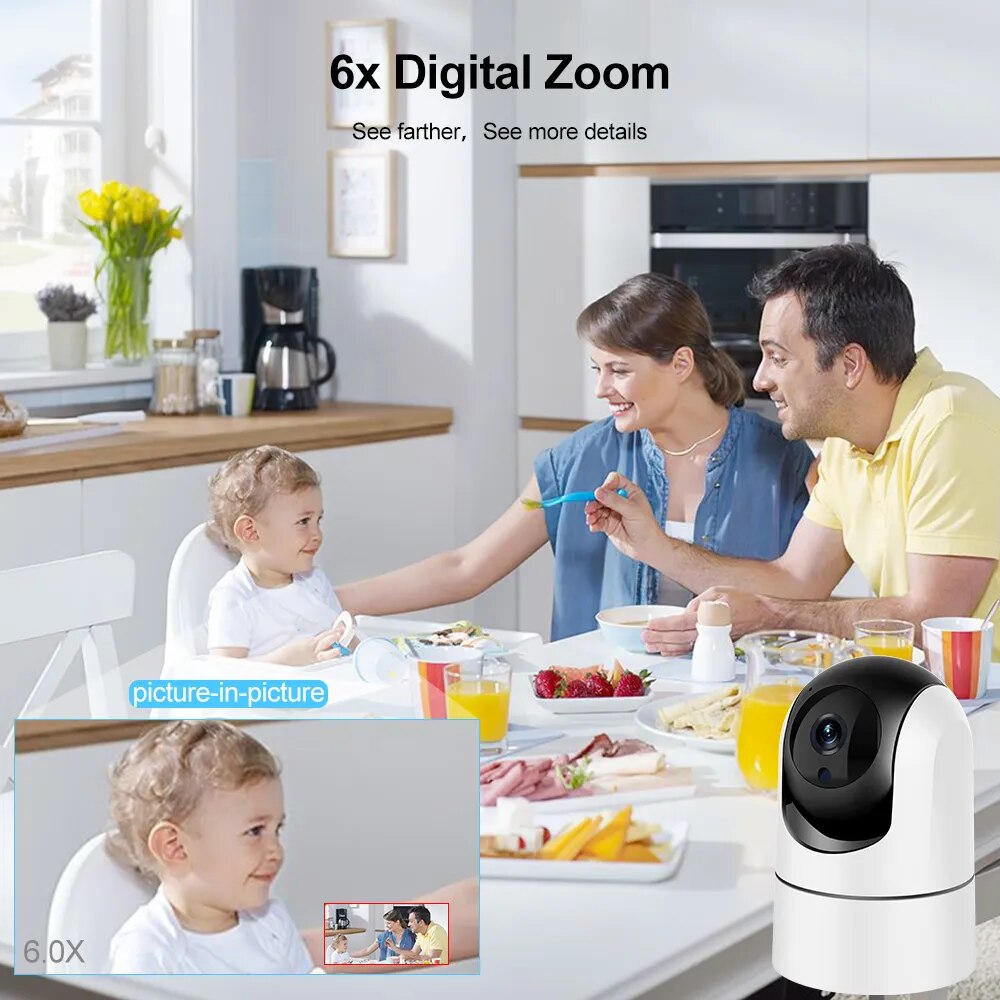 TUYA Baby Monitor 2K 5G Wifi Surveillance Camera 5MP 6x Zoom 360 ° Wifi Cam Indoor Mother Kids Video Recorder Baby Items Alexa