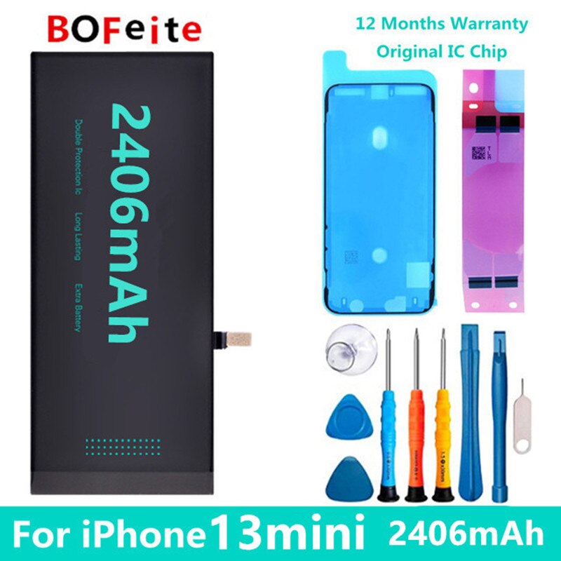 BoFeite  0 Cycle  Mobile Phone Battery  for iPhone  5 5S 5C SE 6 6S 7 8 Plus X XR XS 11 12 13 14 Pro SE2 Max Replacement Bateria