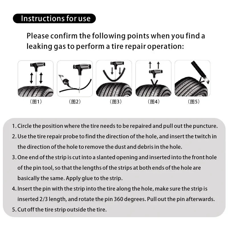 2022 New Car Tire Repair Kit Puncture Plug Tools Tyre Puncture Emergency for Universal Tire Strips Stiring Glue Repair Tool Kit