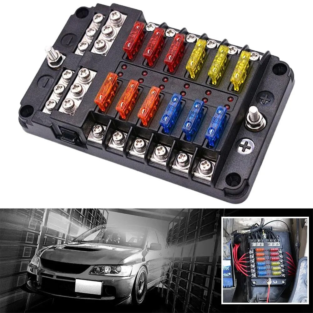 Car Boat Fuse Box Holder Fuse Holder Block & Indicator 12V 6 With 12 36V Ways Panel Board Warning Distribution Ways P Q9E7