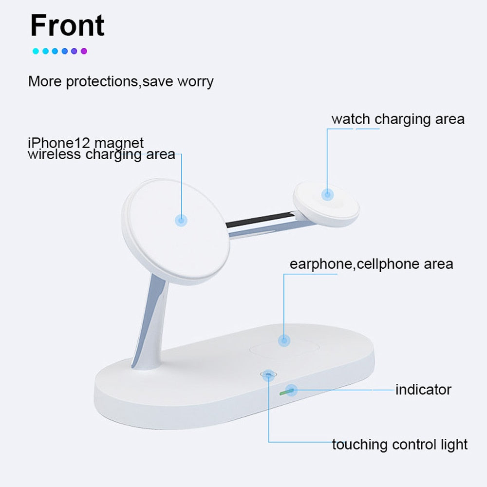 5 in 1 Magnetic Wireless Chargers Stand For iPhone 13 14 Charger Dock Station for Airpods Pro Wireless Charger With night light