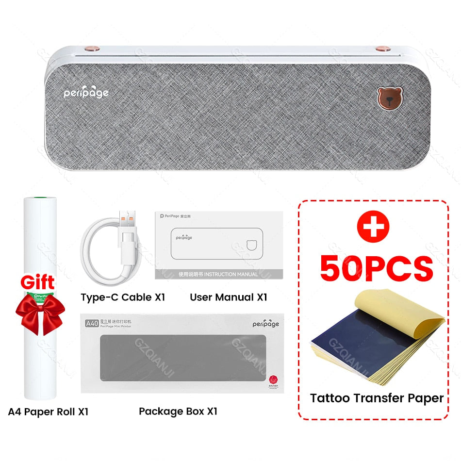 Easy Carry Wireless Portable HD Thermal Peripage A4 Printer Machine for Tattoo Stencil Transfer Printer Photo Line Copier Maker