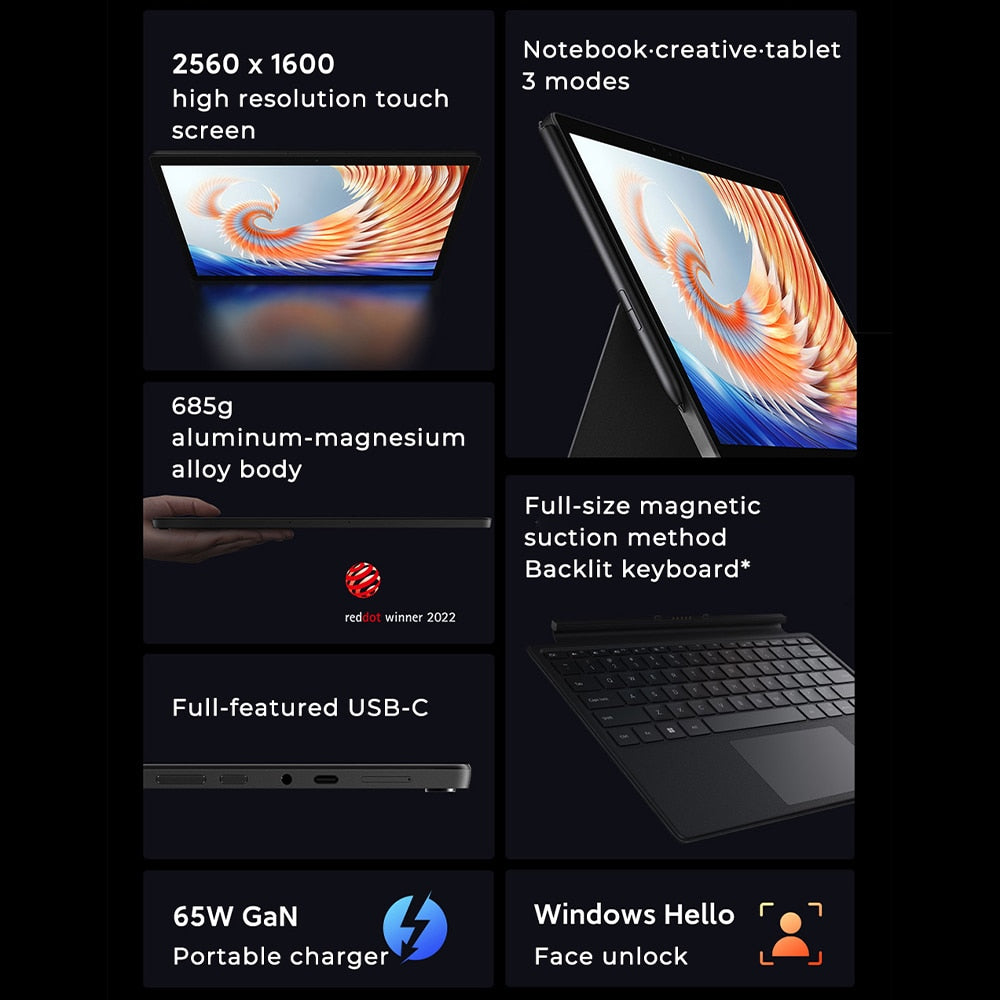 Xiaomi Book 12.4 Laptop 2-in-1 Keyboard Set 8GB DDR4+256GB 65W Fast Charge 2.5K High Resolution Touch Screen Thin Notebook New