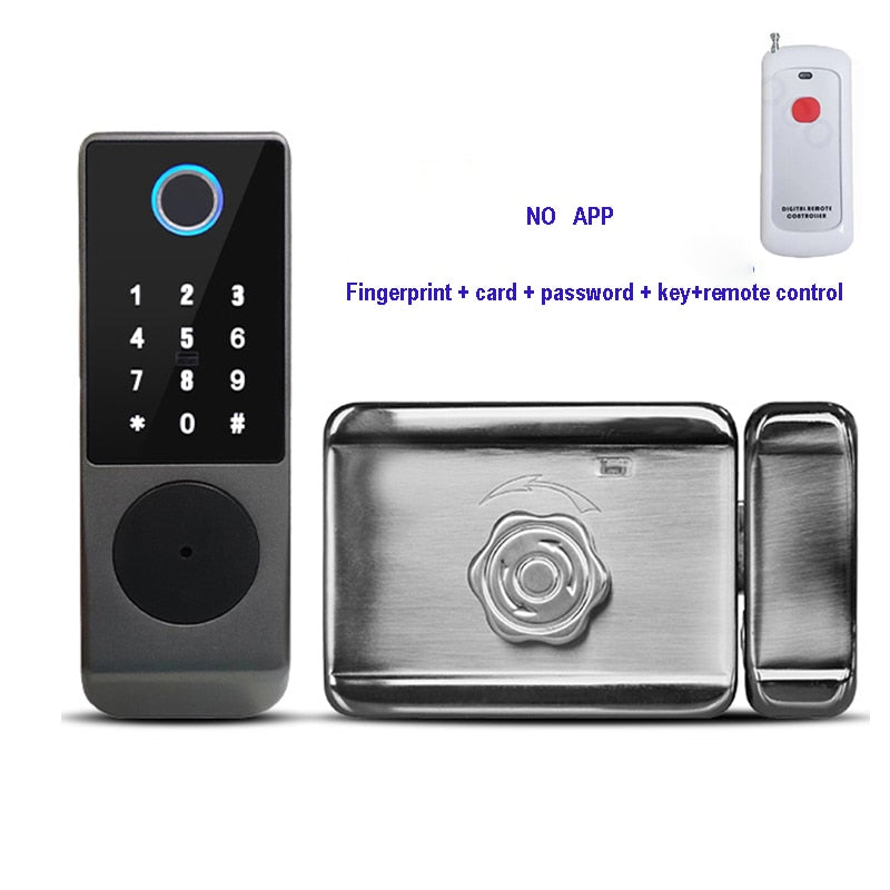 Fingerprint Lock Waterproof Tuya Wifi Remote Control Bluetooth TTLock App Card Digital Code Keyless Electronic Smart Door Lock