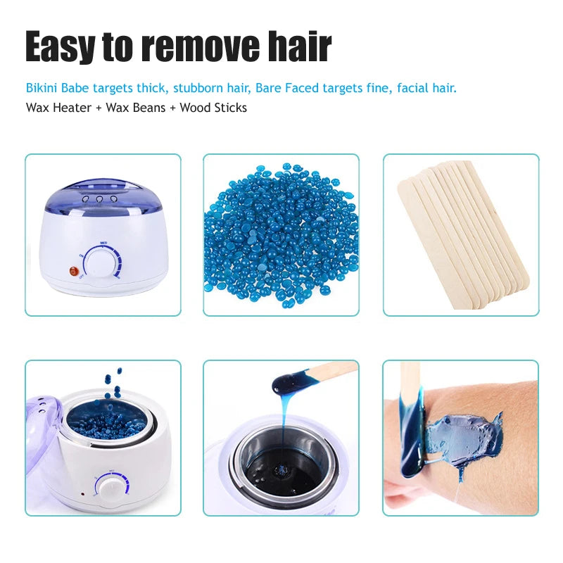 Hair Removal Wax Machine Waxing Heater and Beans Kit Depilatory Epilator Wax-melt Pot Paraffin Warmer Heating Machine