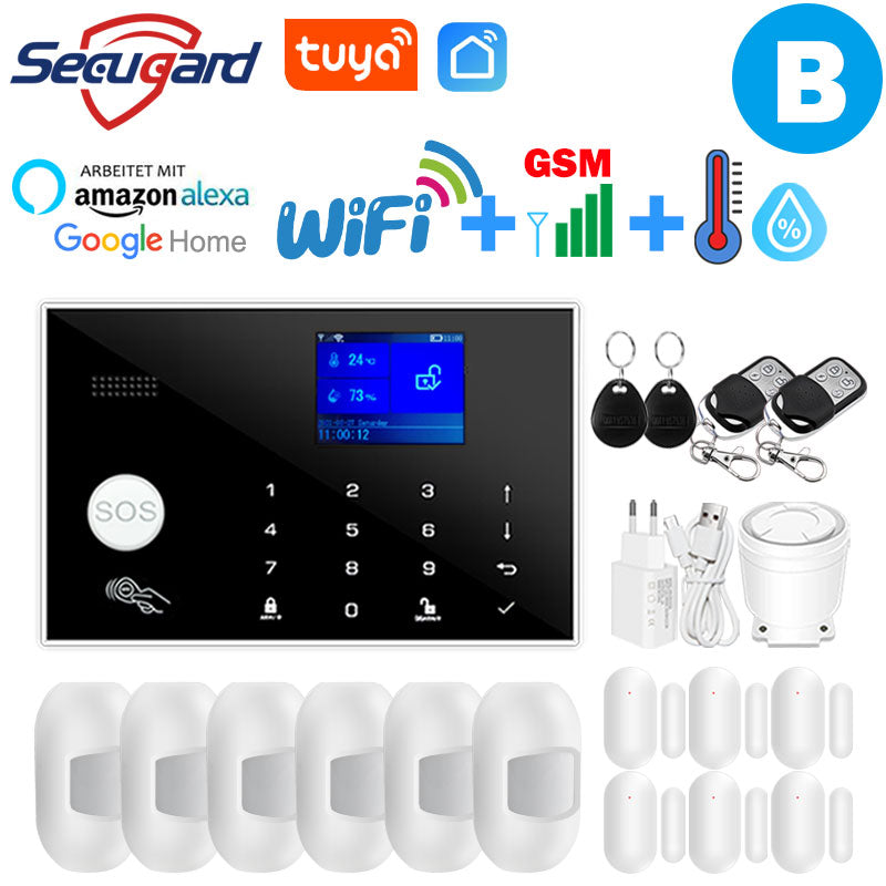 WiFi GSM Alarm System Tuya Smart Home TFT Screen RFID APP Touch Keyboard House Burglar Security Alarm Support Voice Switching