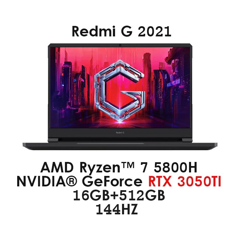 Xiaomi Redmi G Gaming Laptop 16.1Inch AMD Ryzen 7 5800H RTX 3060/RTX 3050Ti 16GB + 512GB Notebook 144Hz 100% sRGB Game Computer