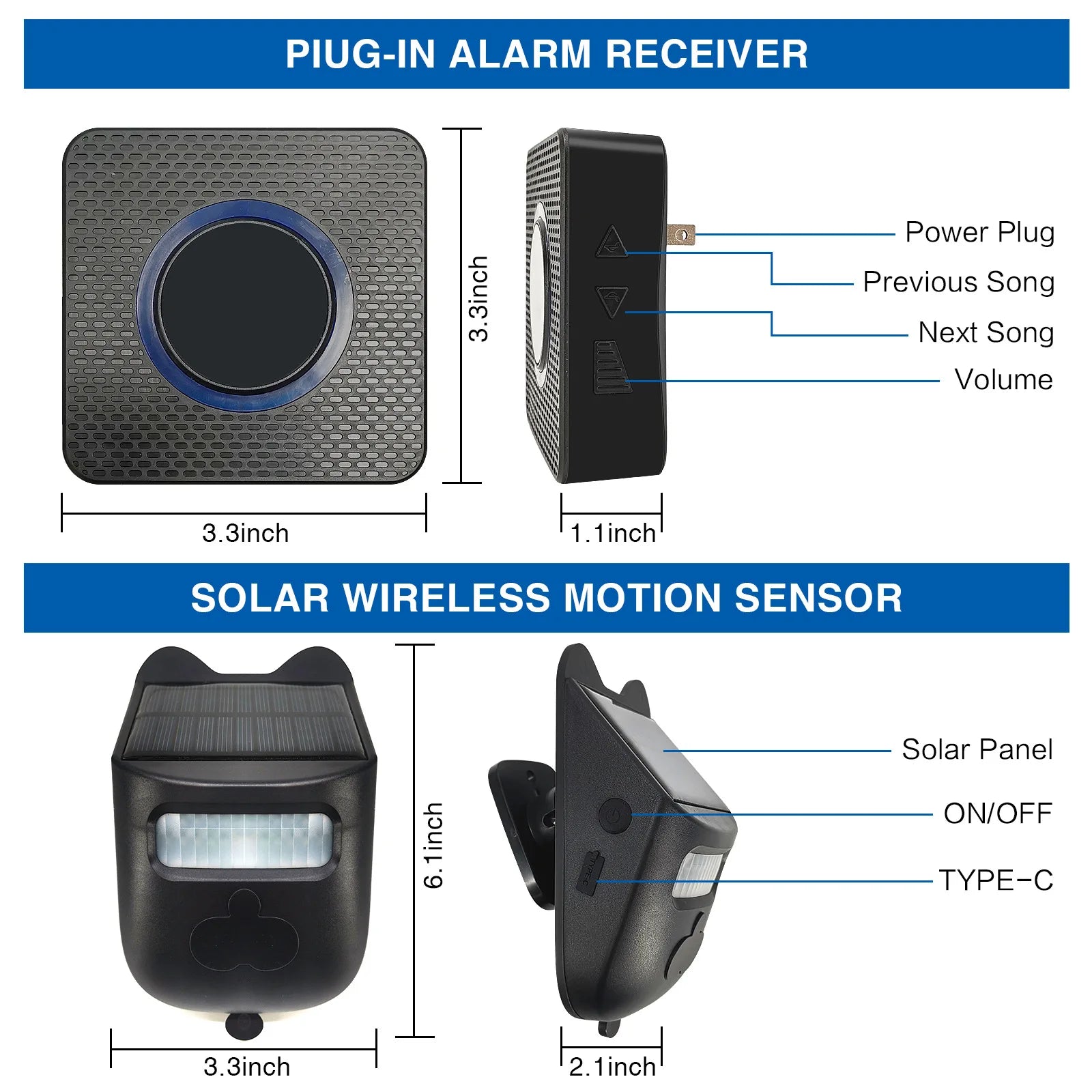Solar Power Wireless Long Distance Welcome Doorbell  Self-Power Home Security Alarm Button Door Ring EU/US/UK Plug Optional