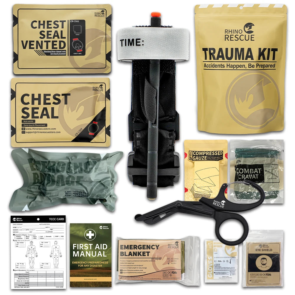 Rhino Rescue Trauma Kit,Combat Survival Gear Medical Kit,Tactical for Emergency First Aid, IFAK Refill Supplies