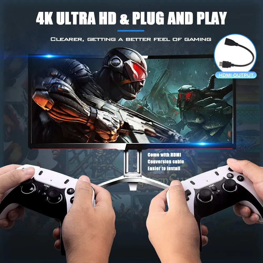 P5 PRO Video Game Console 2.4G Double Wireless Controller Game Stick 4K 41000 Games 128GB Y6 Plus Retro Games Boy Christmas Gift