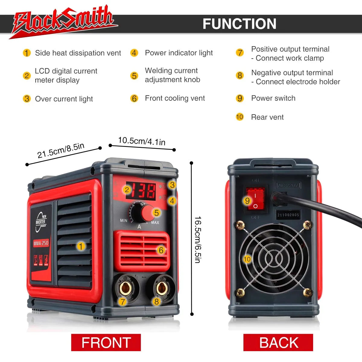 Portable Welding Machine MMA 250A Arc Welding Machine Fully Automatic Industrial-Grade Household All-Copper Electric Welding