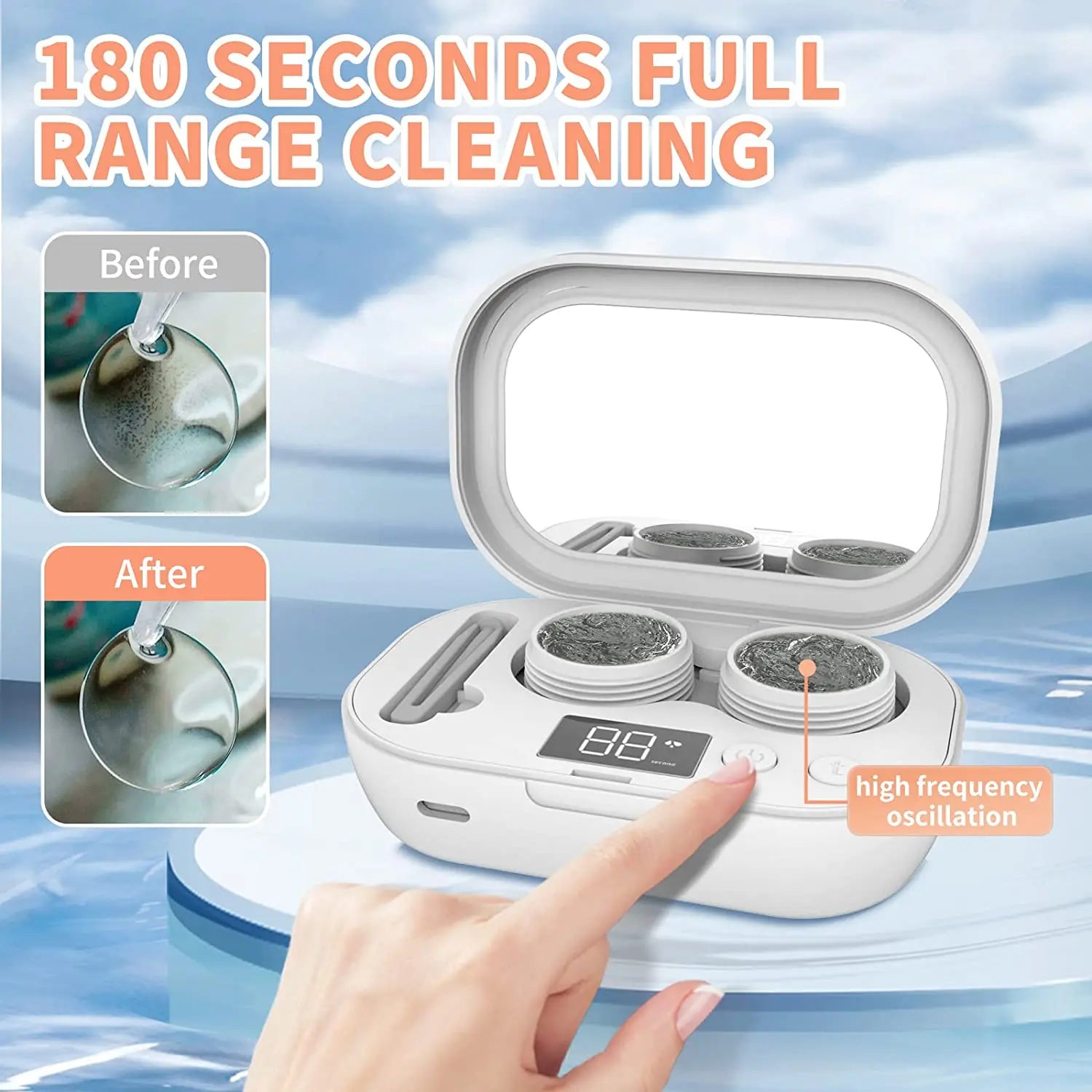 MiJia Portable Ultrasonic Contact Lens Cleaner with USB Charger, Fit Disposal Soft Lens, Colored Contact Lens, RGP Lens/OK Lens
