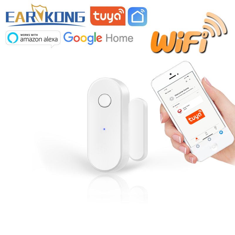 Tuya Smart WiFi Door Sensor Door Open / Closed Detectors Wifi Home Alarm Compatible With Alexa Google Home  Tuya APP