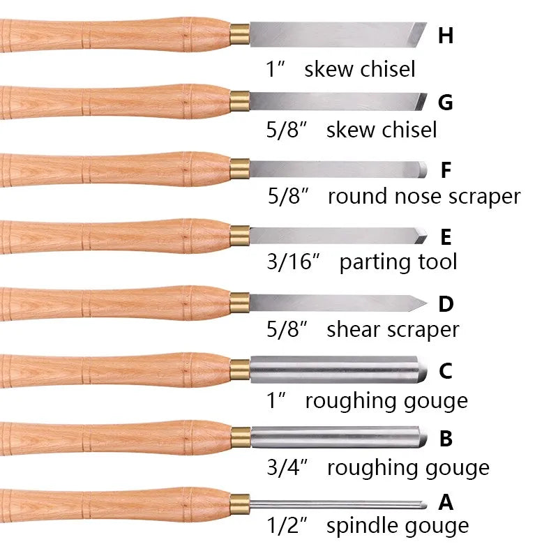 Wood Turning Chisel 1pc 8 Types Lathe Chisel Turning Tool Engraving Drill Bit with Wood Handle Woodworking Carving Knife Tools