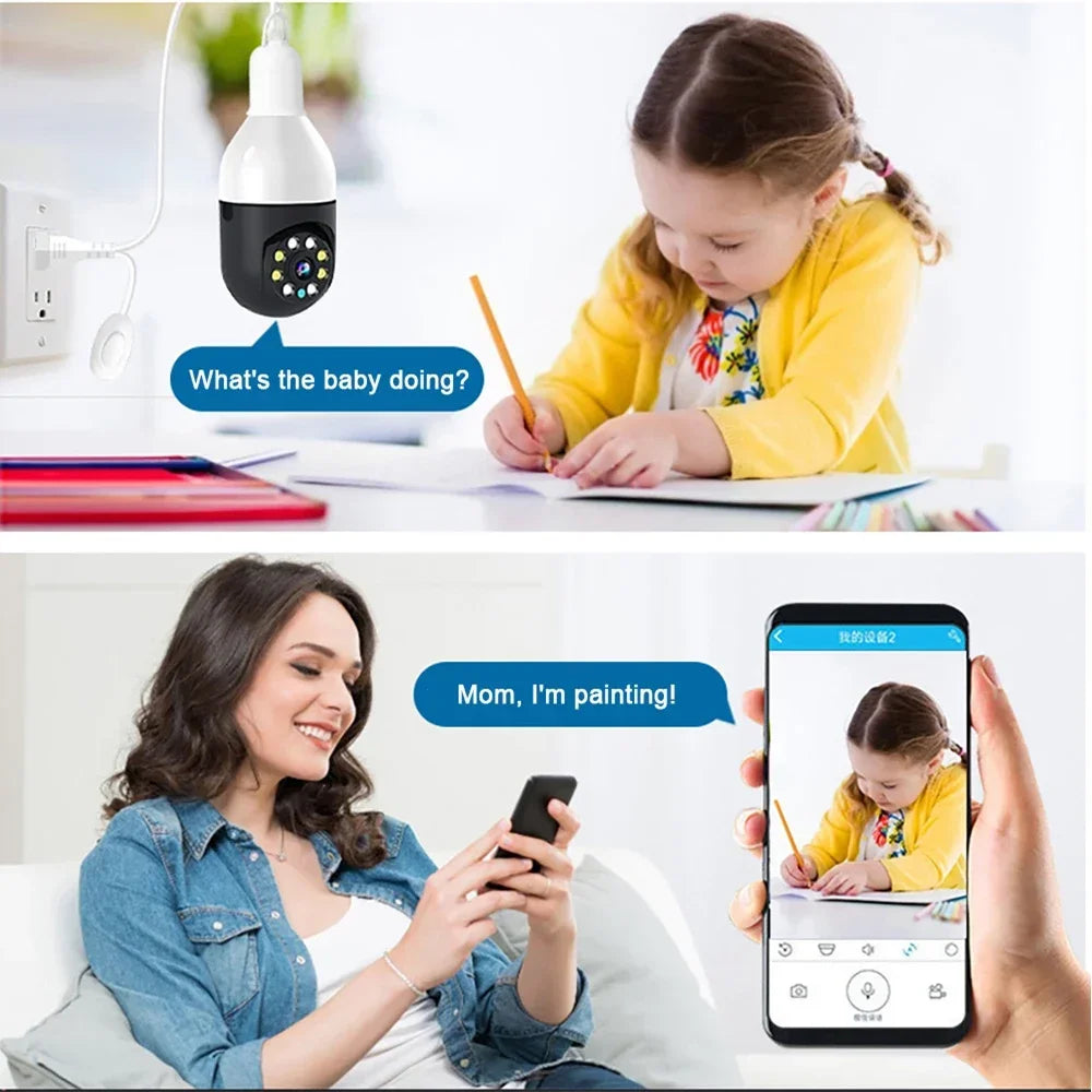 PEGATAH Tuya Smart Wifi Camera 1080P Bulb Light Color HD Cam Night Vision Wireless Indoor Home Security Protection IP Camera